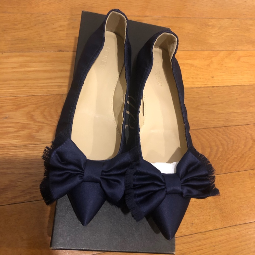 Navy flat j crew shoes brand new